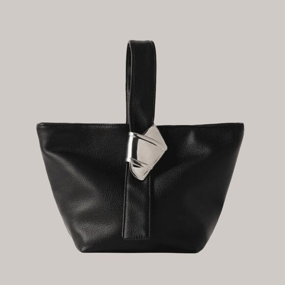Merit x Brandon Maxwell w/ dust bag Black Leather Bag Pouch Handbag Clutch - Picture 1 of 8